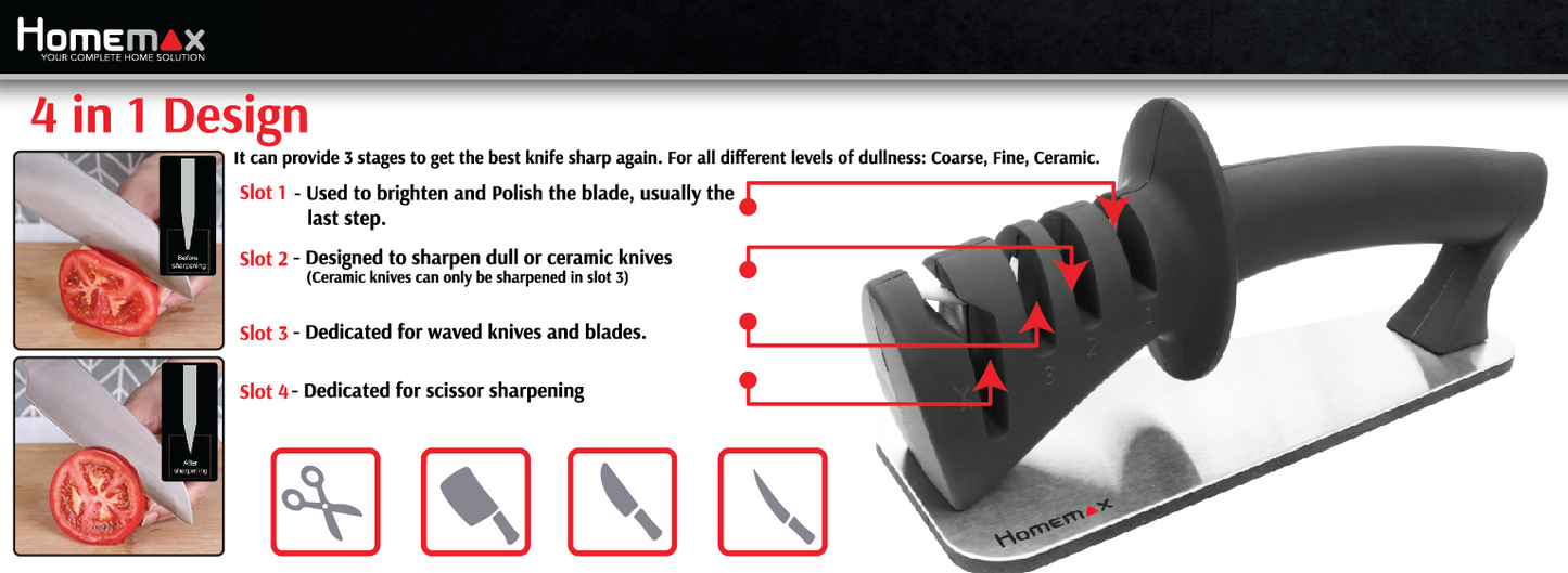 Samurai 4-in-1 Knife & Scissor Sharpener