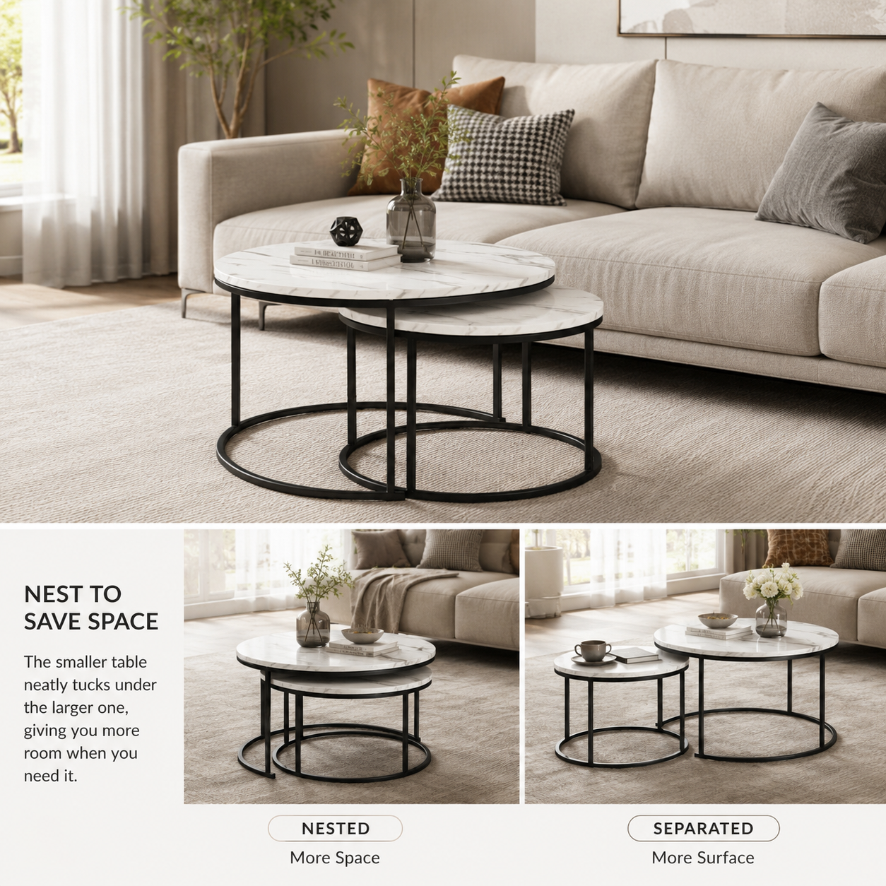 Armoire Coffee Table Set | White or Black