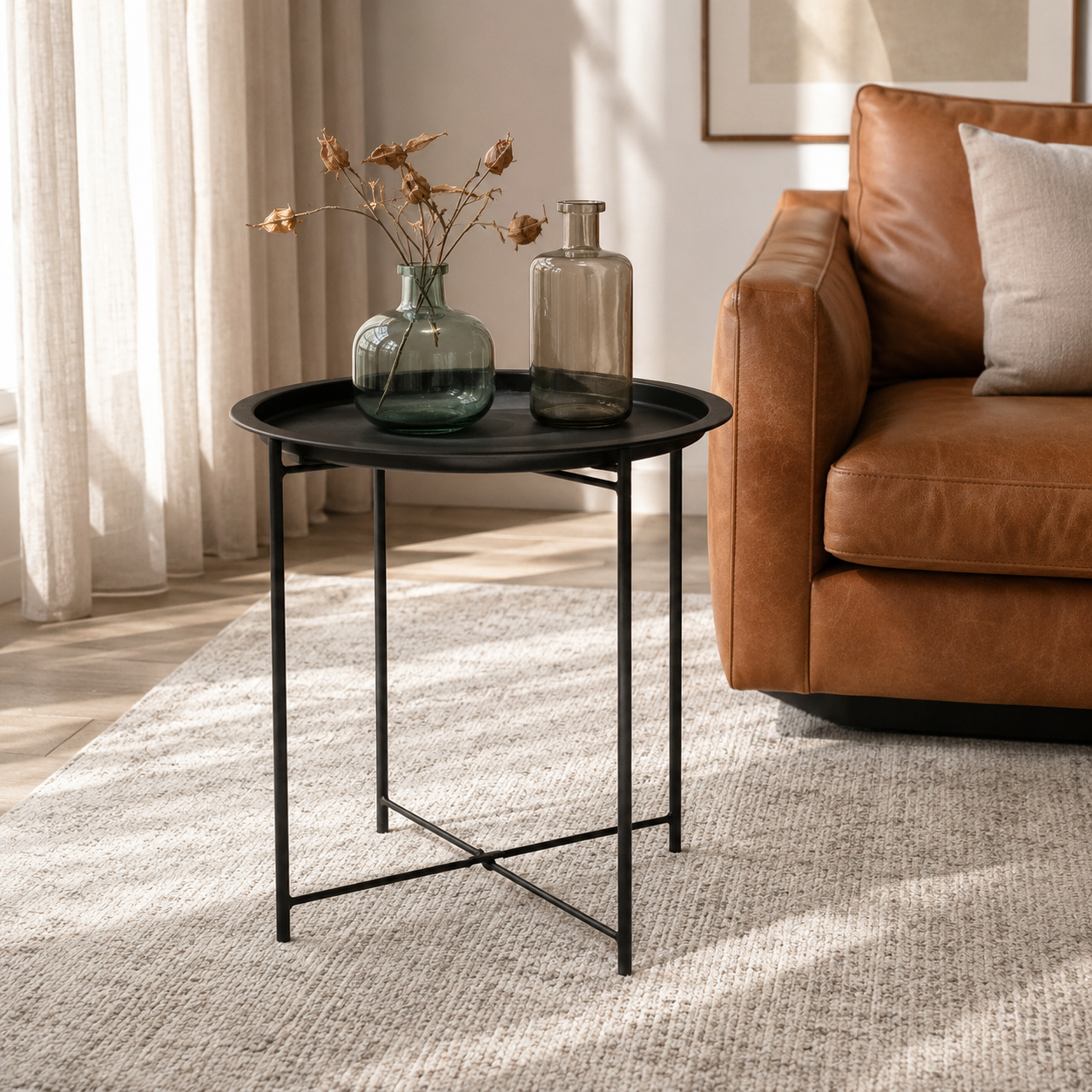 Armoire Oval Folding Coffee Table | Black