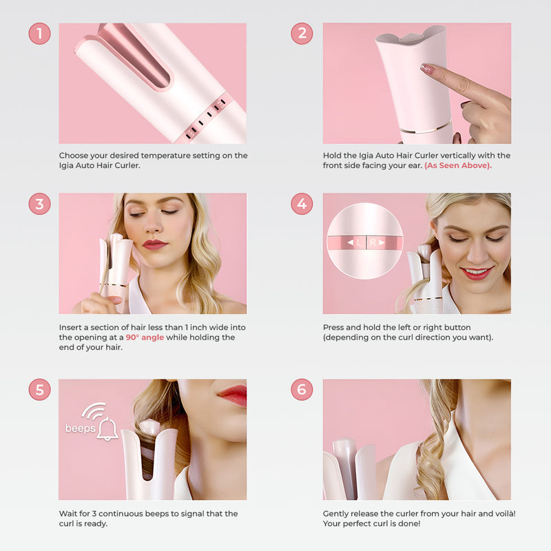 Igia Auto Hair Curler Pink