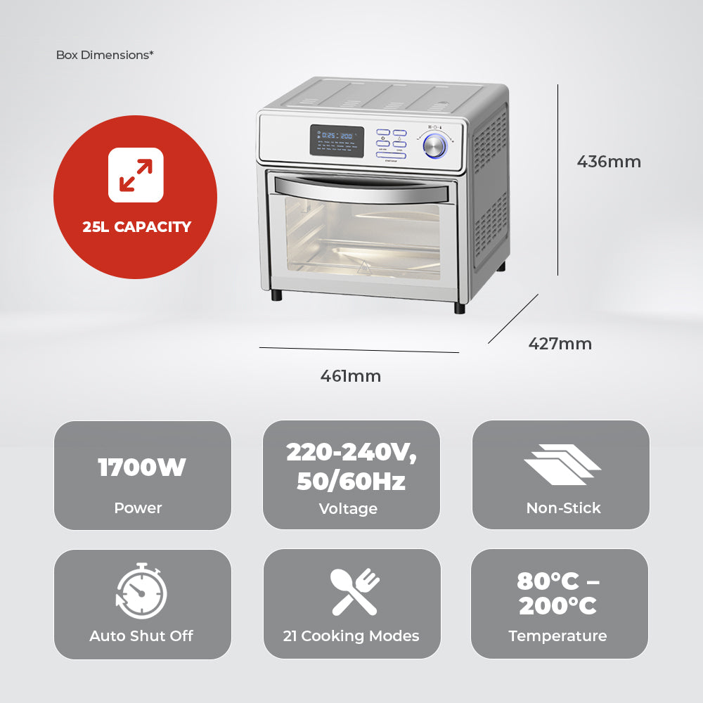Milex 25L Air Fryer oven with Rotisserie