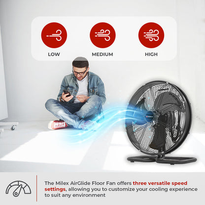 Milex AirGlide Floor Fan 45cm