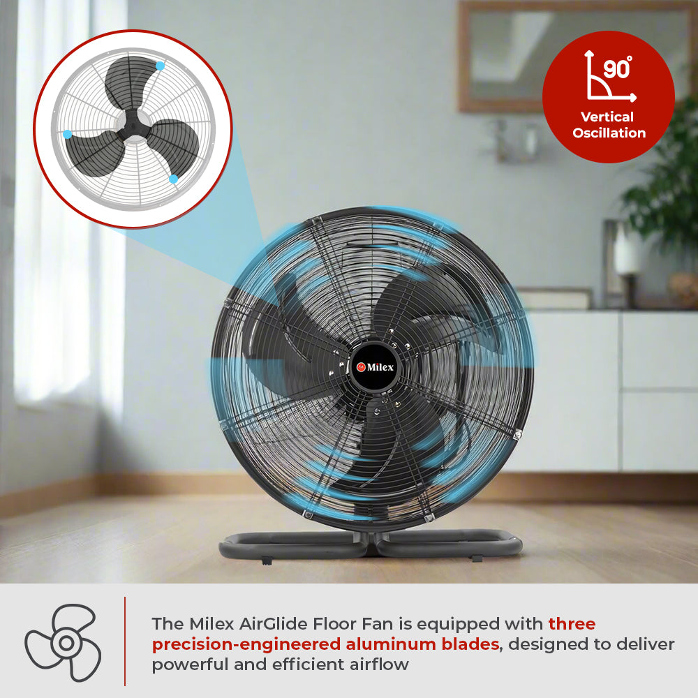 Milex AirGlide Floor Fan 45cm