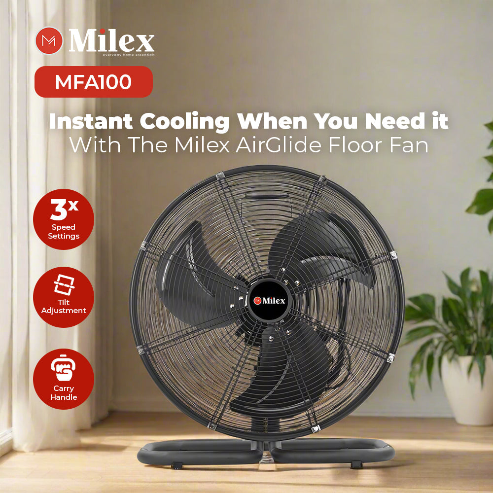 Milex AirGlide Floor Fan 45cm