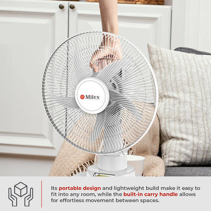 Milex Rechargeable Desk Fan 12"