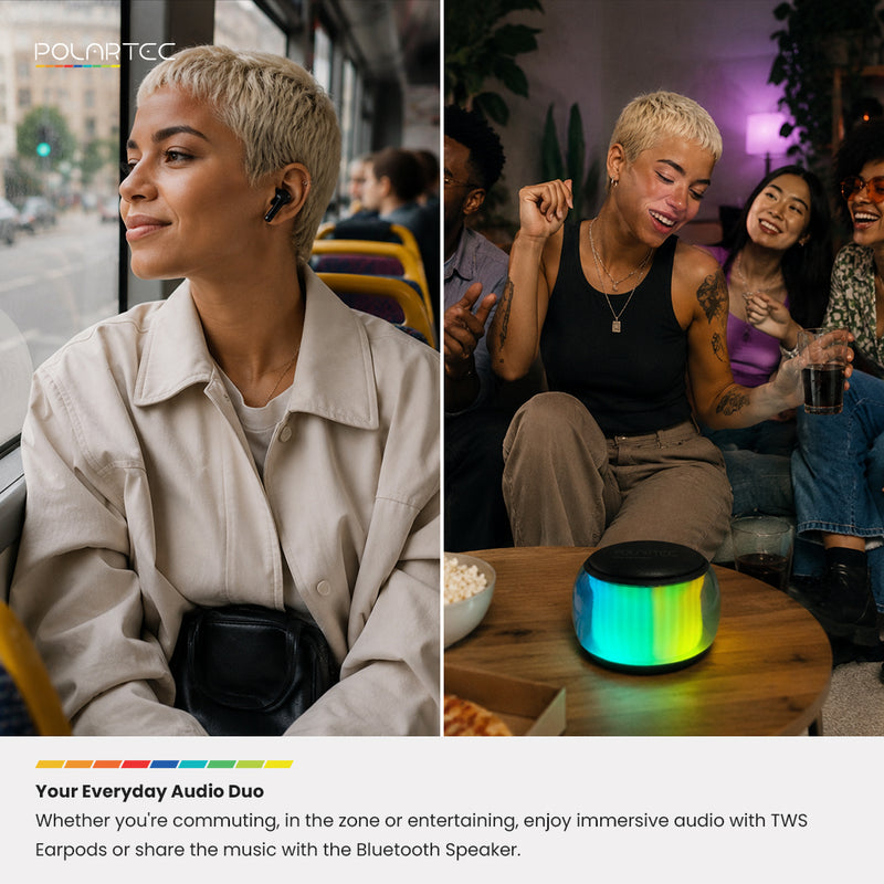 Polartec Joyeux Combo – True Wireless Earbuds & Portable Bluetooth Speaker Bundle