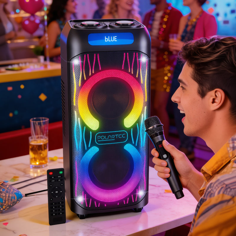 Polartec Viper 100W RMS Party Speaker – Portable Bluetooth Party Speaker with Wireless Microphone & LED Lights