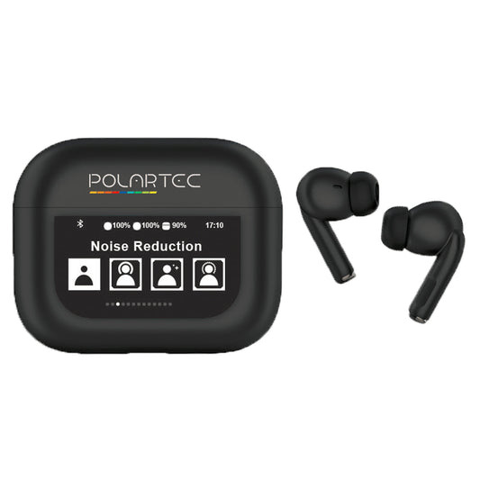 Polartec Pro Noise Cancelling Earbuds – Bluetooth 5.4 ANC Earbuds with Smart LCD Touch Display