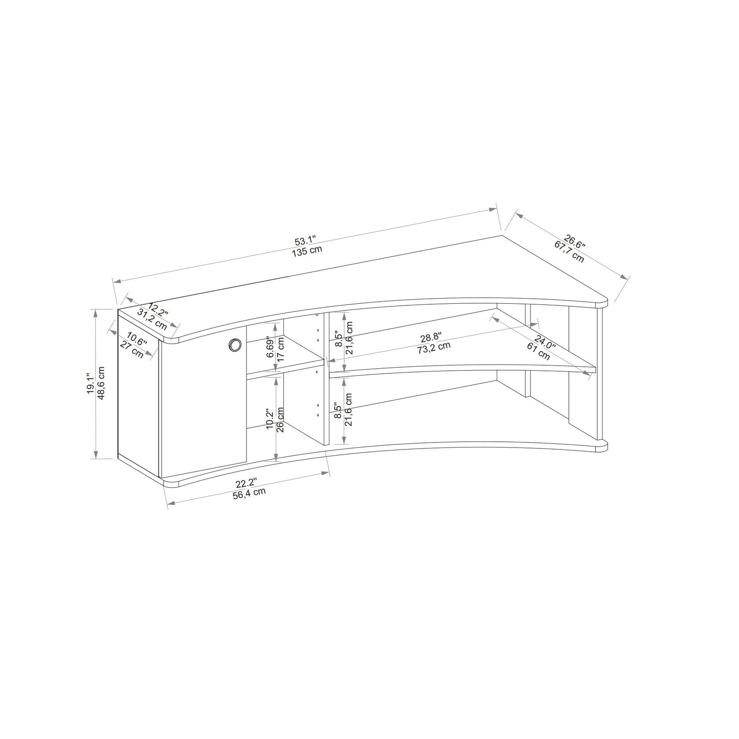 Armoire Dion TV Stand Assorted Colours - Homemark