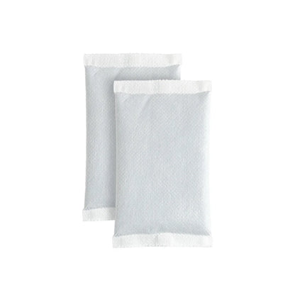 Two white heat patches on a white background