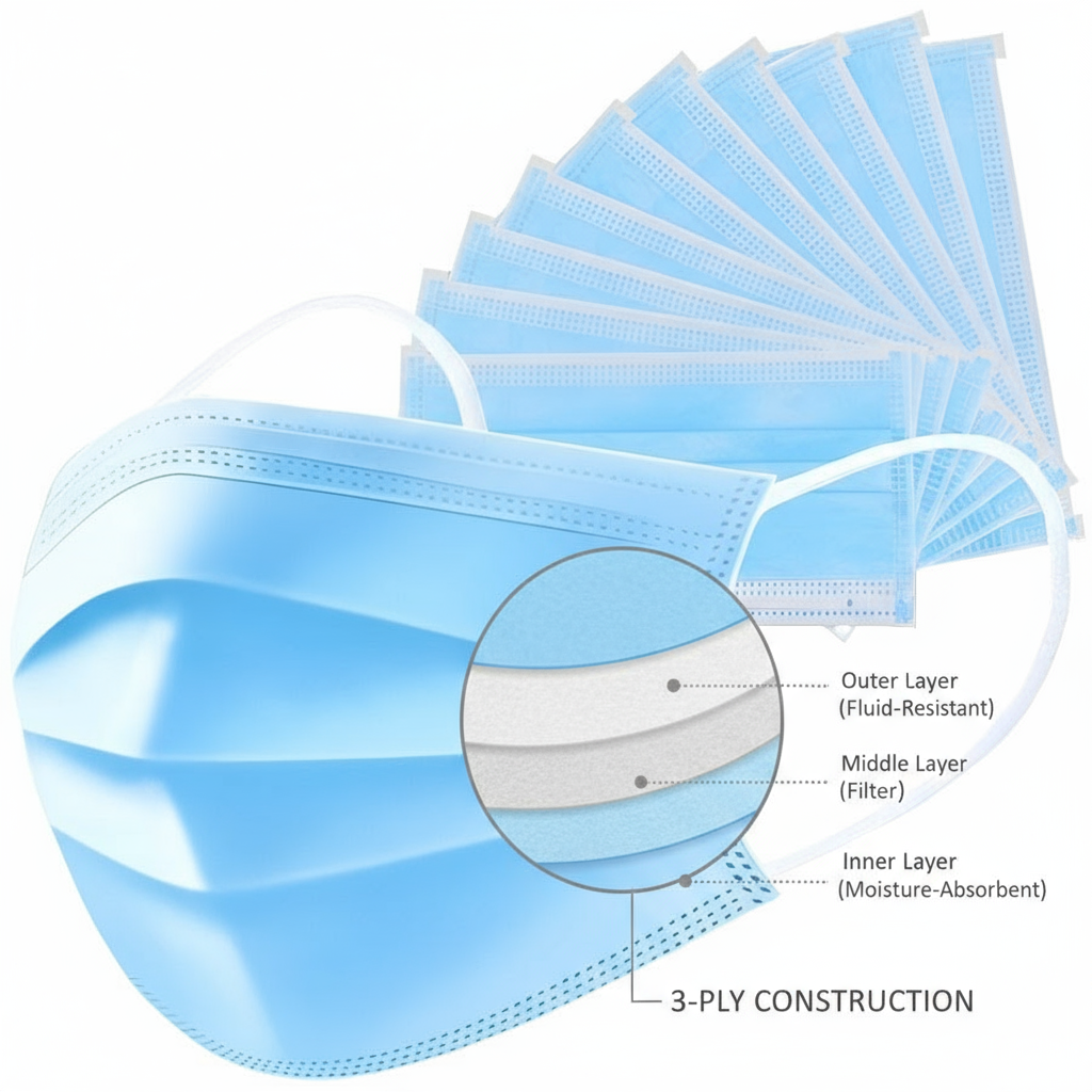 Remedy Health 3-Ply Disposable Protective Face Masks – Box of 50