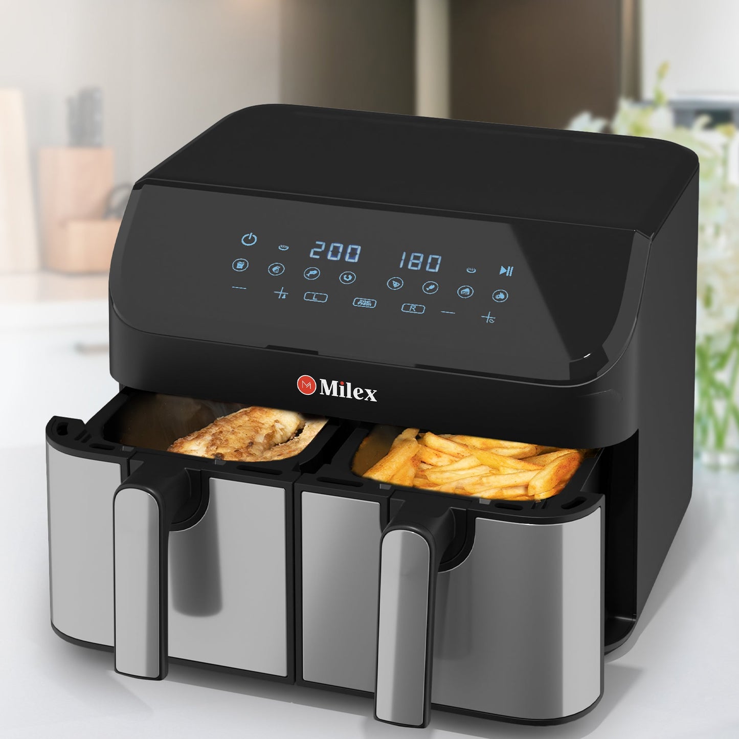 Milex Silver Dual Air fryer 9L