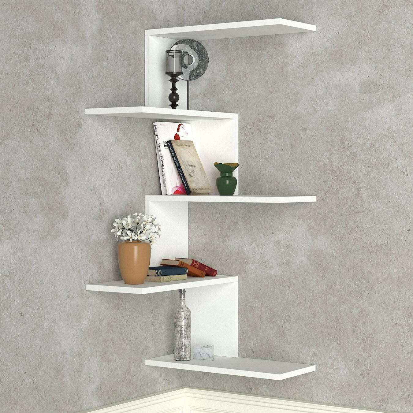 Armoire Caniko Corner Wall Shelf White