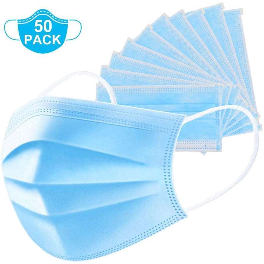 3-Ply Disposable Protective Face Masks - 50 per pack